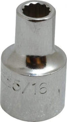 Proto - 5/16", 1/2" Drive, Standard Hand Socket - 12 Points, 1-31/64" OAL, Alloy Steel, Chrome Finish - Caliber Tooling