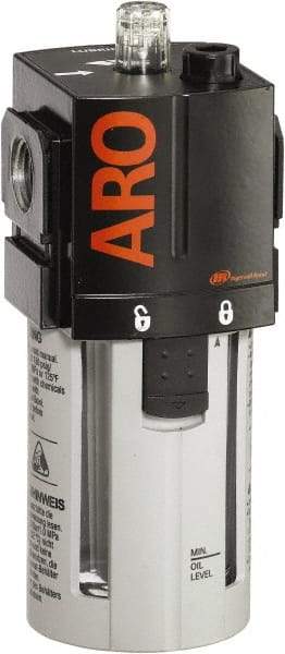 ARO/Ingersoll-Rand - 1/2" NPT, 150 Max psi Standard Modular Lubricator - Polycarbonate Bowl, Aluminum Body, 156 CFM, 125°F Max Temp, 2.76" Long x 2.87" Wide x 7.08" High - Caliber Tooling