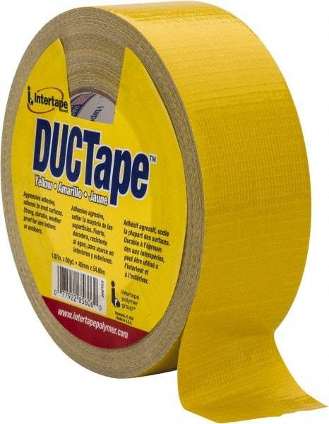 Intertape - 2" x 55m Yellow Duct Tape - 9 mil, Rubber Adhesive, Polyethylene Cloth Backing, 18 Lb/ln Tensile Strength, 32°F to 160°F, Series AC20 - Caliber Tooling