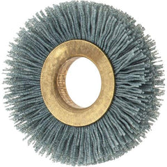 Osborn - 2" OD, 5/8" Arbor Hole, Crimped Nylon Wheel Brush - 3/8" Face Width, 7/16" Trim Length, 0.024" Filament Diam, 15,000 RPM - Caliber Tooling