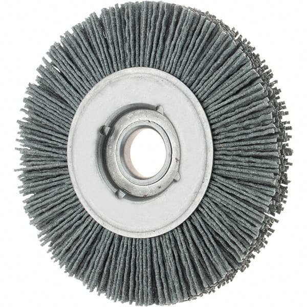 Osborn - 4" OD, 5/8" Arbor Hole, Crimped Nylon Wheel Brush - 5/8" Face Width, 3/4" Trim Length, 0.04" Filament Diam, 12,000 RPM - Caliber Tooling