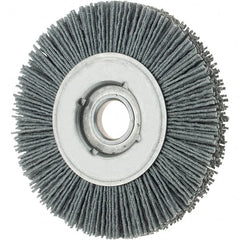 Osborn - 4" OD, 5/8" Arbor Hole, Crimped Nylon Wheel Brush - 5/8" Face Width, 3/4" Trim Length, 0.04" Filament Diam, 12,000 RPM - Caliber Tooling