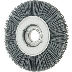 Osborn - 4" OD, 5/8" Arbor Hole, Crimped Nylon Wheel Brush - 5/8" Face Width, 3/4" Trim Length, 0.035" Filament Diam, 12,000 RPM - Caliber Tooling