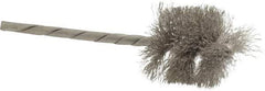 Osborn - 1" Diam Helical Stainless Steel Tube Brush - 0.005" Filament Diam, 1" Brush Length, 3-1/2" OAL, 1/8" Diam Shank - Caliber Tooling