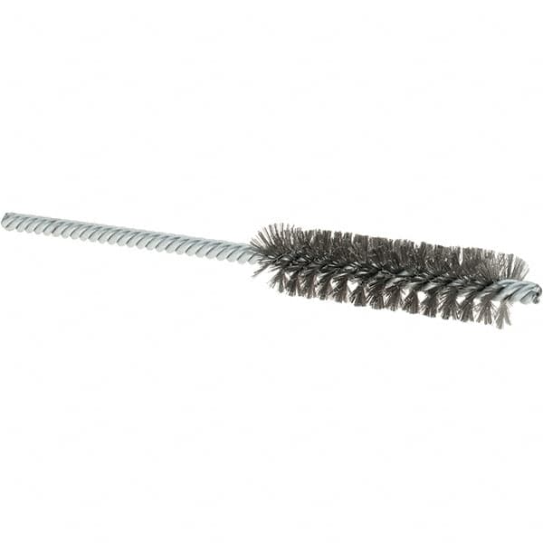 Osborn - 1/2" Diam Helical Steel Tube Brush - Double Spiral, 0.004" Filament Diam, 2" Brush Length, 5" OAL, 0.187" Diam Shank - Caliber Tooling