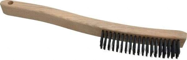Osborn - 4 Rows x 19 Columns Steel Scratch Brush - 6" Brush Length, 13-11/16" OAL, 1-1/8" Trim Length, Wood Curved Handle - Caliber Tooling