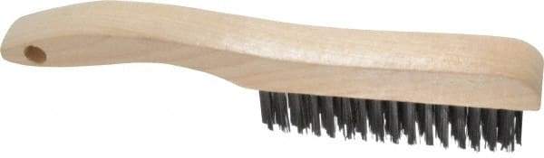 Osborn - 4 Rows x 16 Columns Steel Scratch Brush - 5-1/4" Brush Length, 10" OAL, 1-1/8" Trim Length, Wood Shoe Handle - Caliber Tooling