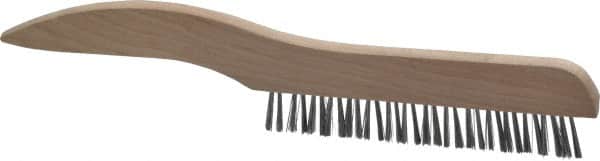Osborn - 1 Rows x 16 Columns Steel Plater's Brush - 5" Brush Length, 10" OAL, 3/4" Trim Length, Wood Shoe Handle - Caliber Tooling