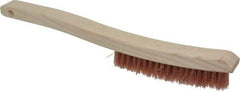 Osborn - 4 Rows x 18 Columns Polypropylene Plater's Brush - 6" Brush Length, 13-1/4" OAL, 7/8" Trim Length, Wood Curved Handle - Caliber Tooling