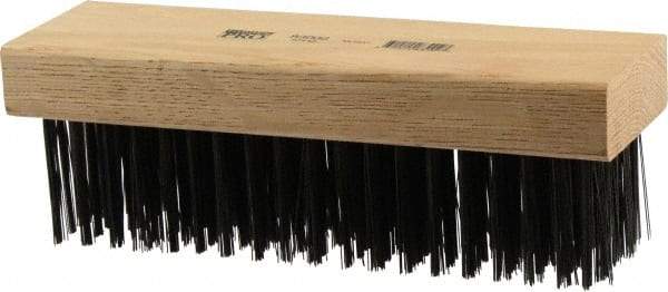 Osborn - 6 Rows x 19 Columns Steel Scratch Brush - 7-1/4" Brush Length, 1-5/8" Trim Length, Wood Straight Handle - Caliber Tooling