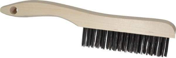 Osborn - 4 Rows x 16 Columns Steel Scratch Brush - 5-1/4" Brush Length, 10" OAL, 1-1/8" Trim Length, Wood Shoe Handle - Caliber Tooling