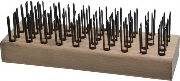Osborn - 5 Rows x 10 Columns Steel Scratch Brush - 7-5/8" Brush Length, 7-5/8" OAL, 1" Trim Length, Wood Straight Handle - Caliber Tooling