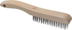 Osborn - 4 Rows x 16 Columns Stainless Steel Scratch Brush - 5-1/4" Brush Length, 10" OAL, 1-1/8" Trim Length, Wood Shoe Handle - Caliber Tooling