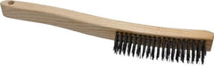 Osborn - 4 Rows x 19 Columns Steel Scratch Brush - 6" Brush Length, 13-11/16" OAL, 1-1/8" Trim Length, Wood Curved Handle - Caliber Tooling