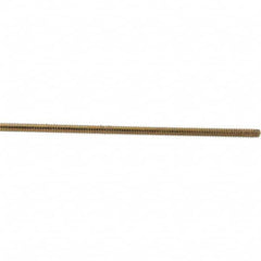 Value Collection - 1/4-20 UNC (Coarse), 3' Long, Low Carbon Steel Threaded Rod - Yellow Zinc-Plated Finish, Right Hand Thread - Caliber Tooling