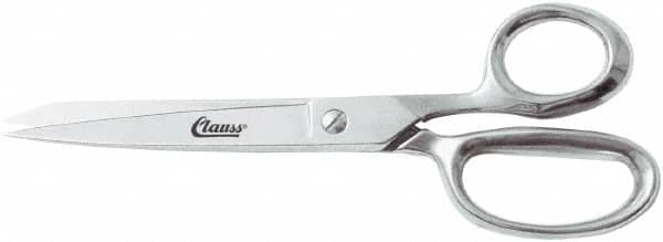 Clauss - 4" LOC, 8" OAL Chrome Plated Straight Shears - Steel Straight Handle, For Paper, Fabric - Caliber Tooling