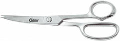 Clauss - 5" LOC, 8-1/2" OAL Chrome Plated Curved Shears - Steel Offset Handle, For Paper, Fabric - Caliber Tooling