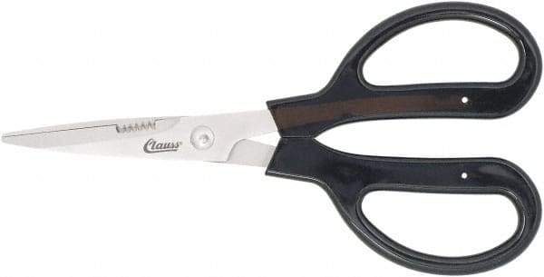 Clauss - 4" LOC, 9-1/4" OAL Stainless Steel Blunt Point Trimmers - Serrated, Plastic Handle, For Paper, Fabric - Caliber Tooling
