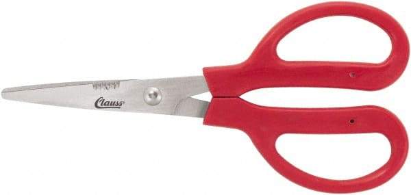 Clauss - 4" LOC, 7" OAL Stainless Steel Dubbed Trimmers - Serrated, Plastic Handle, For Paper, Fabric - Caliber Tooling