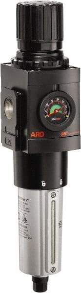 ARO/Ingersoll-Rand - 3/4" NPT Port Heavy Duty 1 Piece Filter/Regulator FRL Unit - Metal Bowl, 236 SCFM, 250 Max psi, 14.689" High x 4.091" Long, Automatic Drain - Caliber Tooling