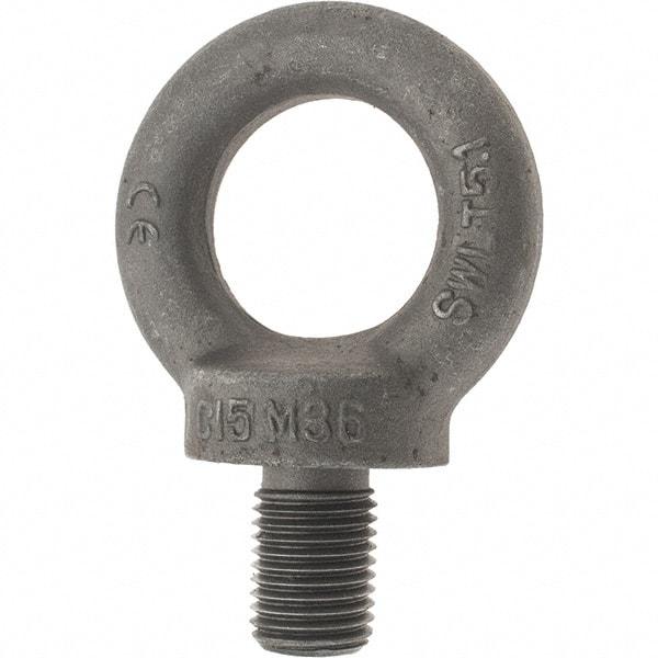 Value Collection - 5,100 Kg Capacity, Steel, M36x4.00 Thread, Fixed Lifting Eye Bolt - Fully Threaded, 54mm Shank, 54mm Thread Length, Shoulder - Caliber Tooling