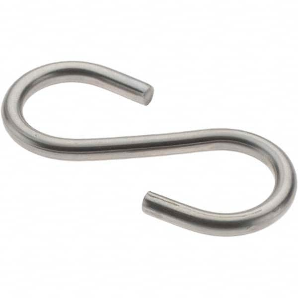 Value Collection - 304 Stainless Steel Uncoated S-Hook - 26 Lb Capacity, 0.148" Wire, 2" OAL - Caliber Tooling