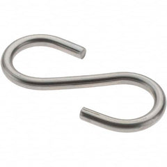 Value Collection - 304 Stainless Steel Uncoated S-Hook - 26 Lb Capacity, 0.148" Wire, 2" OAL - Caliber Tooling