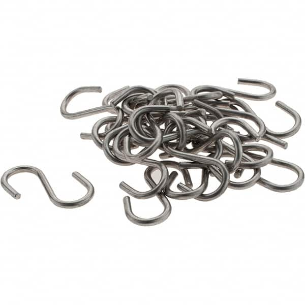 Value Collection - 304 Stainless Steel Uncoated S-Hook - 7 Lb Capacity, 0.08" Wire, 1-1/16" OAL - Caliber Tooling