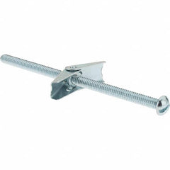 Value Collection - 1/4" Diam, 5" Long, Toggle Bolt Drywall & Hollow Wall Anchor - Steel, Use with Concrete/Masonry, Hollow Tile, Plaster & Wallboard - Caliber Tooling