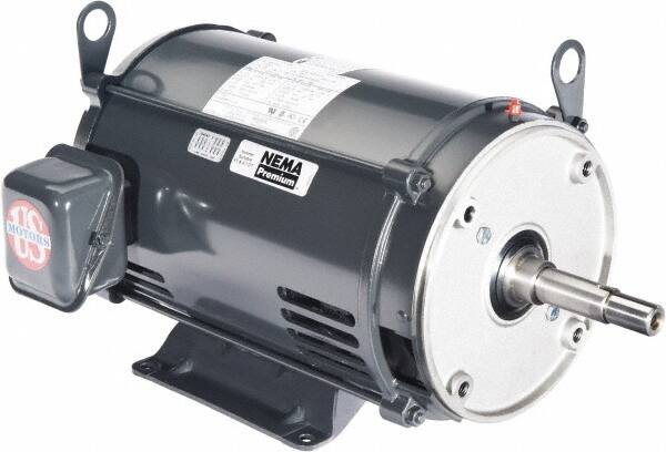 US Motors - 10 hp, ODP Enclosure, No Thermal Protection, 3,505 RPM, 575 Volt, 60 Hz, Three Phase Energy Efficient Motor - Size 213 Frame, Rigid Mount, 1 Speed, Ball Bearings, 10.2 Full Load Amps, F Class Insulation, CCW Lead End - Caliber Tooling