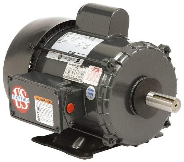 US Motors - 3/4 hp, TEFC Enclosure, 1,725 RPM, 115/230 Volt, 60 Hz, Industrial Electric AC/DC Motor - Size 56 Frame, 1 Speed, Ball Bearings, B Class Insulation, Reversible - Caliber Tooling