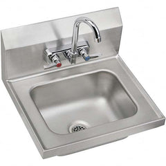 ELKAY - Stainless Steel Sinks Type: Hand Sink Wall Mount w/Manual Faucet Outside Length: 16-3/4 (Inch) - Caliber Tooling