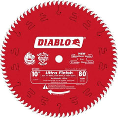 Freud - 10" Diam, 5/8" Arbor Hole Diam, 80 Tooth Wet & Dry Cut Saw Blade - Carbide-Tipped, Standard Round Arbor - Caliber Tooling