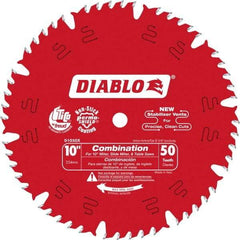 Freud - 10" Diam, 5/8" Arbor Hole Diam, 50 Tooth Wet & Dry Cut Saw Blade - Carbide-Tipped, Standard Round Arbor - Caliber Tooling