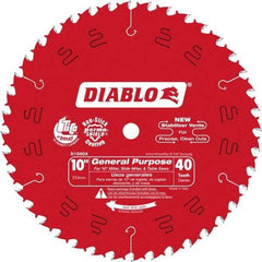 Freud - 10" Diam, 5/8" Arbor Hole Diam, 40 Tooth Wet & Dry Cut Saw Blade - Carbide-Tipped, Standard Round Arbor - Caliber Tooling