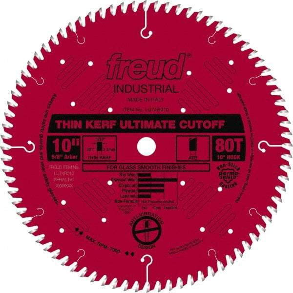 Freud - 10" Diam, 5/8" Arbor Hole Diam, 80 Tooth Wet & Dry Cut Saw Blade - Carbide-Tipped, Standard Round Arbor - Caliber Tooling