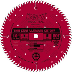 Freud - 10" Diam, 5/8" Arbor Hole Diam, 80 Tooth Wet & Dry Cut Saw Blade - Carbide-Tipped, Standard Round Arbor - Caliber Tooling