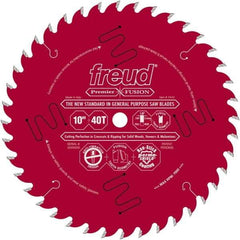 Freud - 10" Diam, 5/8" Arbor Hole Diam, 40 Tooth Wet & Dry Cut Saw Blade - Carbide-Tipped, Standard Round Arbor - Caliber Tooling