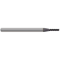 Corner Radius End Mill: 0.078″ Dia, 13/32″ LOC, 0.005″ Radius, 3 Flutes, Solid Carbide 2-1/2″ OAL, 1/8″ Shank Dia, 38 ° Helix, AlTiN Coated, Corner Radius End