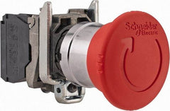 Schneider Electric - 22mm Mount Hole, Extended Mushroom Head, Pushbutton Switch Only - Round, Red Pushbutton, Nonilluminated, Trigger Action, Off, Shock and Vibration Resistant - Caliber Tooling