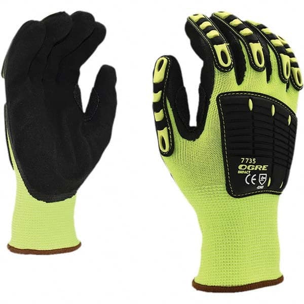 Cordova - Size XL (10) Nitrile Coated Polyester, TPR & Nitrile Impact High Visibility Work Gloves - Caliber Tooling