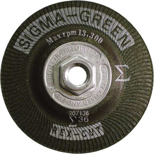 Rex Cut Product - 36 Grit, 4-1/2" Wheel Diam, Type 27 Depressed Center Wheel - Zirconia Alumina/Aluminum Oxide Blend - Caliber Tooling