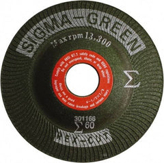 Rex Cut Product - 60 Grit, 4-1/2" Wheel Diam, 7/8" Arbor Hole, Type 27 Depressed Center Wheel - Zirconia Alumina/Aluminum Oxide Blend - Caliber Tooling