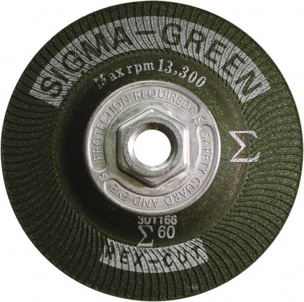 Rex Cut Product - 60 Grit, 4-1/2" Wheel Diam, Type 27 Depressed Center Wheel - Zirconia Alumina/Aluminum Oxide Blend - Caliber Tooling