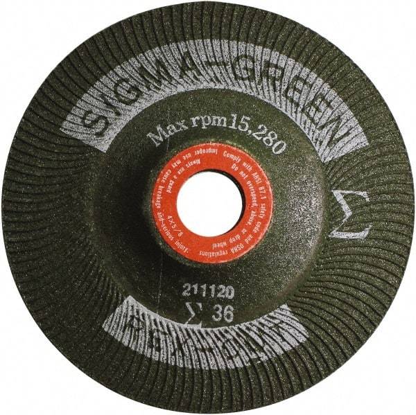 Rex Cut Product - 36 Grit, 4" Wheel Diam, 5/8" Arbor Hole, Type 27 Depressed Center Wheel - Zirconia Alumina/Aluminum Oxide Blend - Caliber Tooling