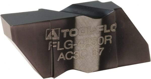 Tool-Flo - 4250FLG CB Grade AC50, 1/4" Cutting Width Carbide Grooving Insert - 1/4" Max Depth of Cut, Left Hand, 0.02 to 0.025" Corner Radius, AlTiN Finish - Caliber Tooling