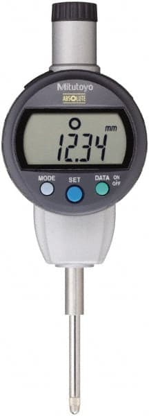 Mitutoyo - Electronic Drop Indicators; Maximum Measurement (Inch): 1 ; Maximum Measurement (mm): 25.4 ; Resolution (Decimal Inch): 0.0005 ; Resolution (mm): 0.01 ; Back Type: Flat ; Unit of Measure: Metric - Exact Industrial Supply