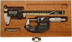 Mitutoyo - 4 Piece, Caliberated Machinist Caliper and Micrometer Tool Kit - 0 to 6 Inch Caliper, 0.0005 Inch Caliper Resoluion, 0 to 1 Inch Micrometer, 0.0001 Inch Graduation, 0.0005 Inch Resoluion - Caliber Tooling