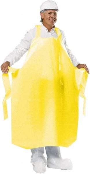 PolyConversions - 35" Wide x 55" Long x 8 mil Thick Chemical Resistant Bib Apron - Polyolefin, Yellow, Waterproof, Resists Chemicals, Fats, Oils, Dry Particles, Liquid Splashes - Caliber Tooling