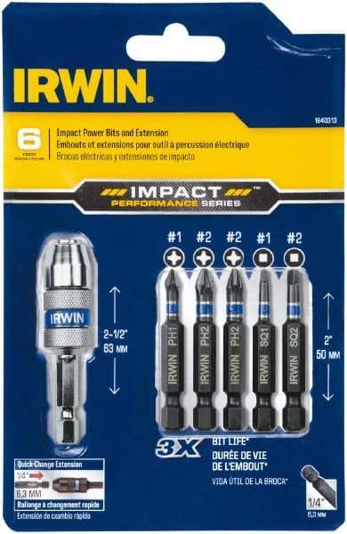 Irwin - 6 Piece, Phillips, Square Handle, Drive Set - #1, #2 - Caliber Tooling